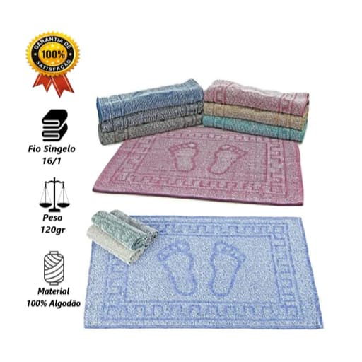 KIT 10, 5 ou 3 Toalha de Piso Tapete Pezinho para Banheiro Grande Basic 100% Algodão Cores Sortidas