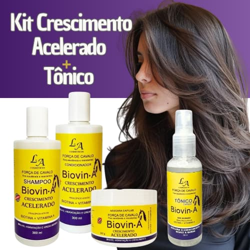 Kit Crescimento Capilar + Tônico Crescimento Acelerado Biotin-A Força de Cavalo Cosméticos