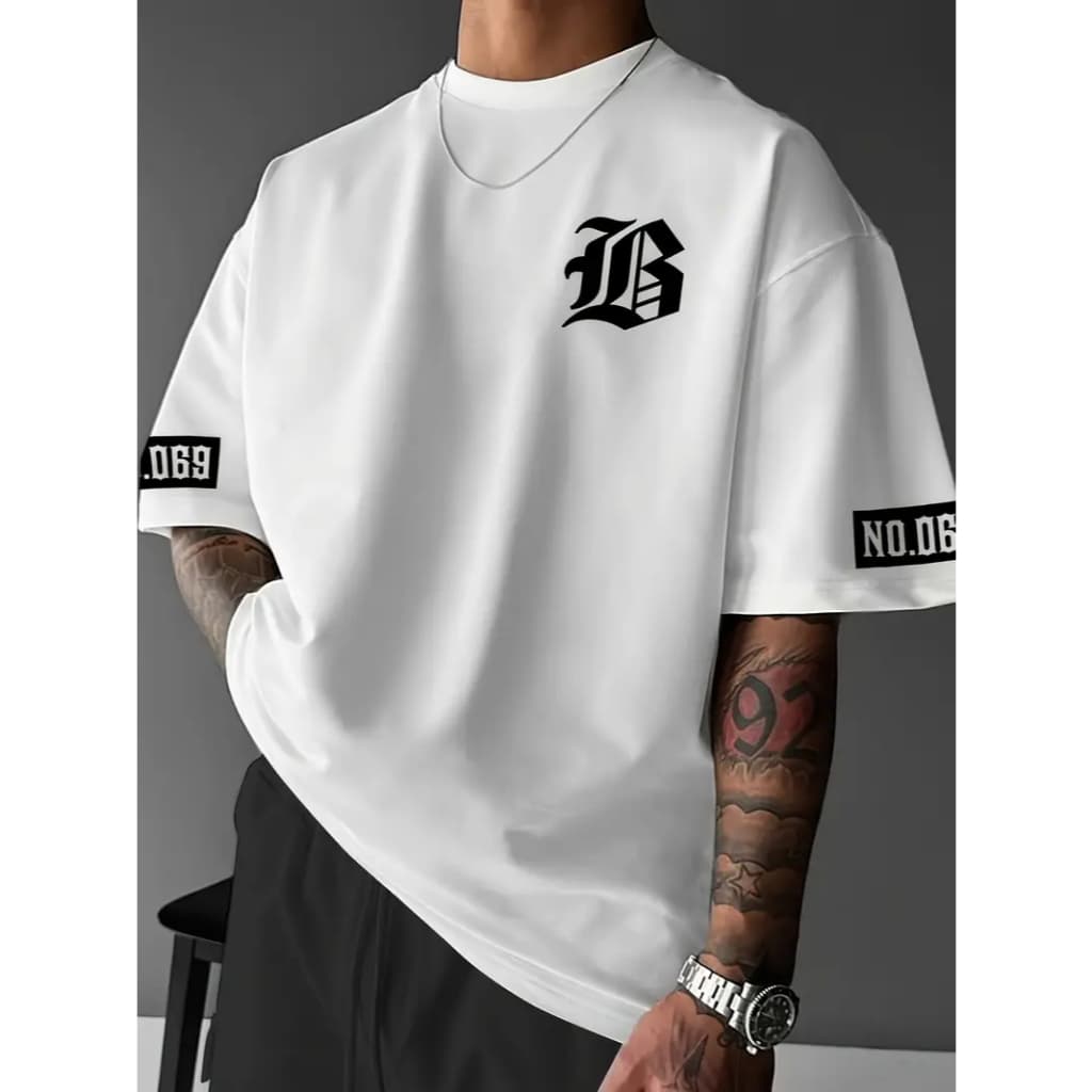 Camiseta Ombro Caído Oversized Estilo Urbano Despojado Algodão Premium Com Acabamento Detalhado Style