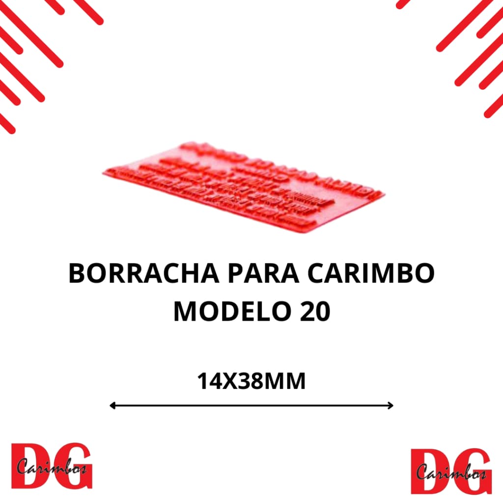 BORRACHA para Carimbo modelo 20 - 14x38mm