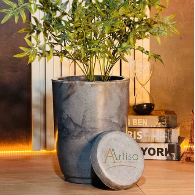 Vaso para decoração e plantas em Polietileno Cone bojo Polido com prato N1