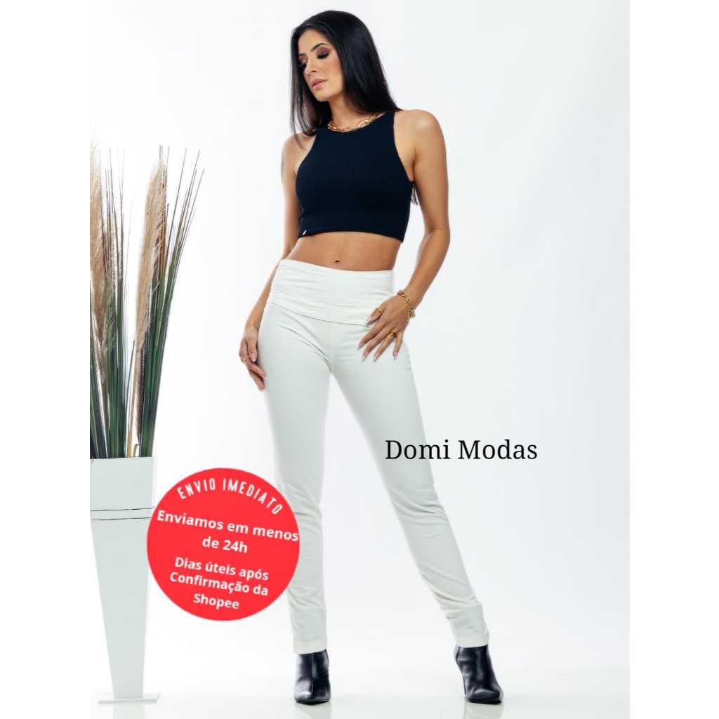 Domi Modas Calça Jeans tingido ziper lateral tendencia caimento perfeito no corpo   8006