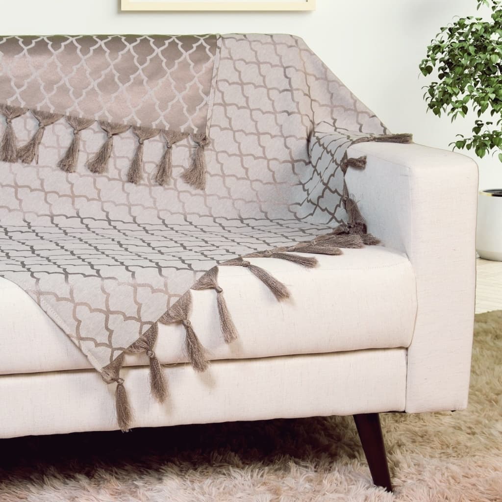 Xale manta para sofá Jaccard Xale Manta Decorativa 1,40x1,80 Protetora Poltrona Cama Luxo Cinza Quente