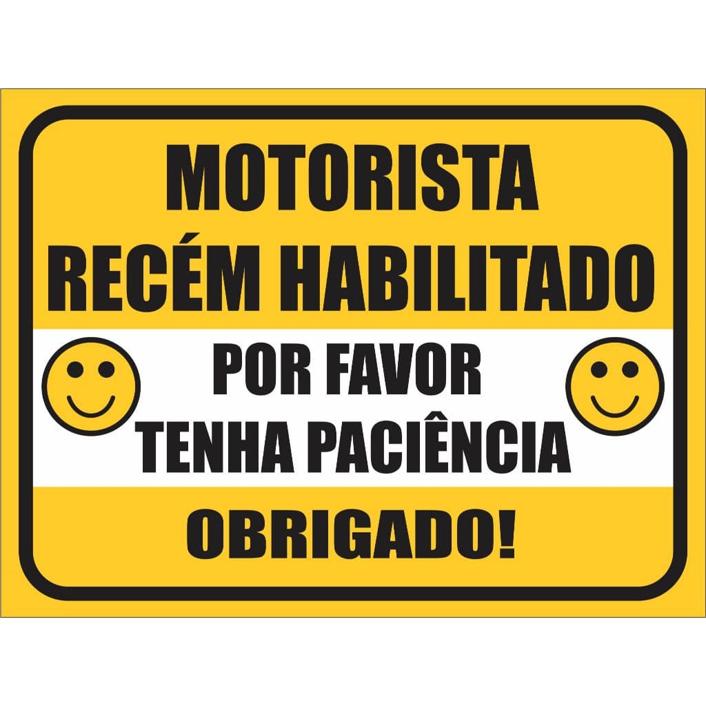 Adesivo Carro Motorista Recém Habilitado Tenha Paciência Homem Mulher Sinalização Trânsito