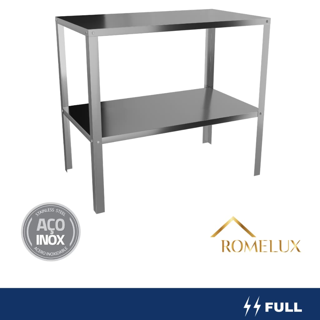 Mesa Inox Bancada 2 Prateleiras Restaurante Cozinha Industrial