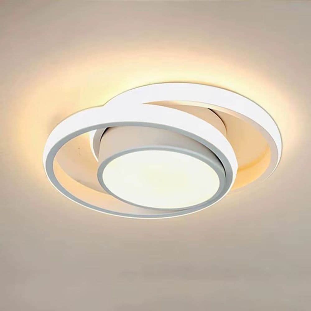 Luminária Sobrepor Redonda LED 33x25x6 Três Tons de Luz Ajustável Ambiente Moderno Dupla c/ Central