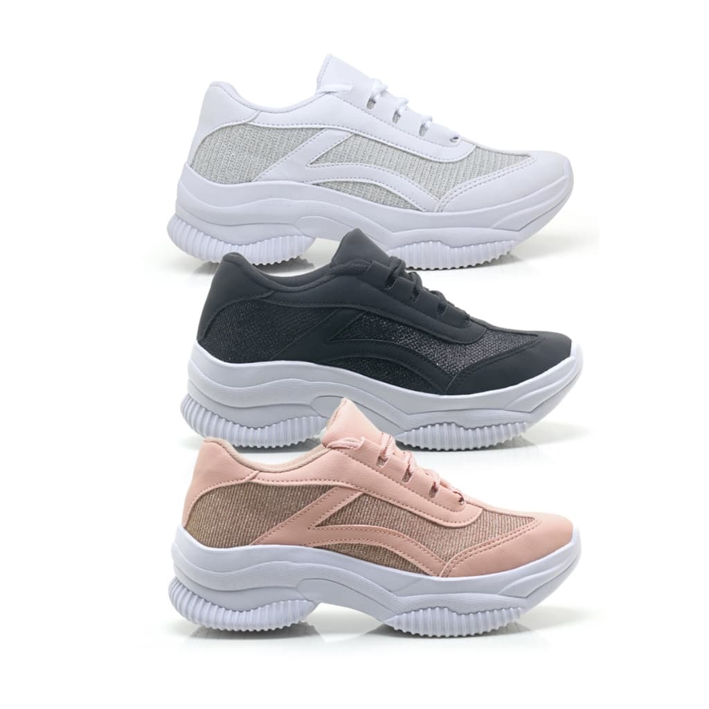 Kit 3 Pares Tênis Plataforma Blogueiras Feminino Confortável e Resistente Envio Imediato