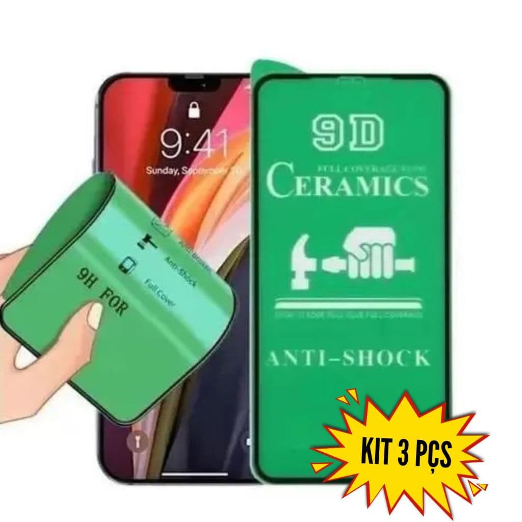 Kit Com 3x Películas Cerâmica Flexível Para iPhone 14 Max