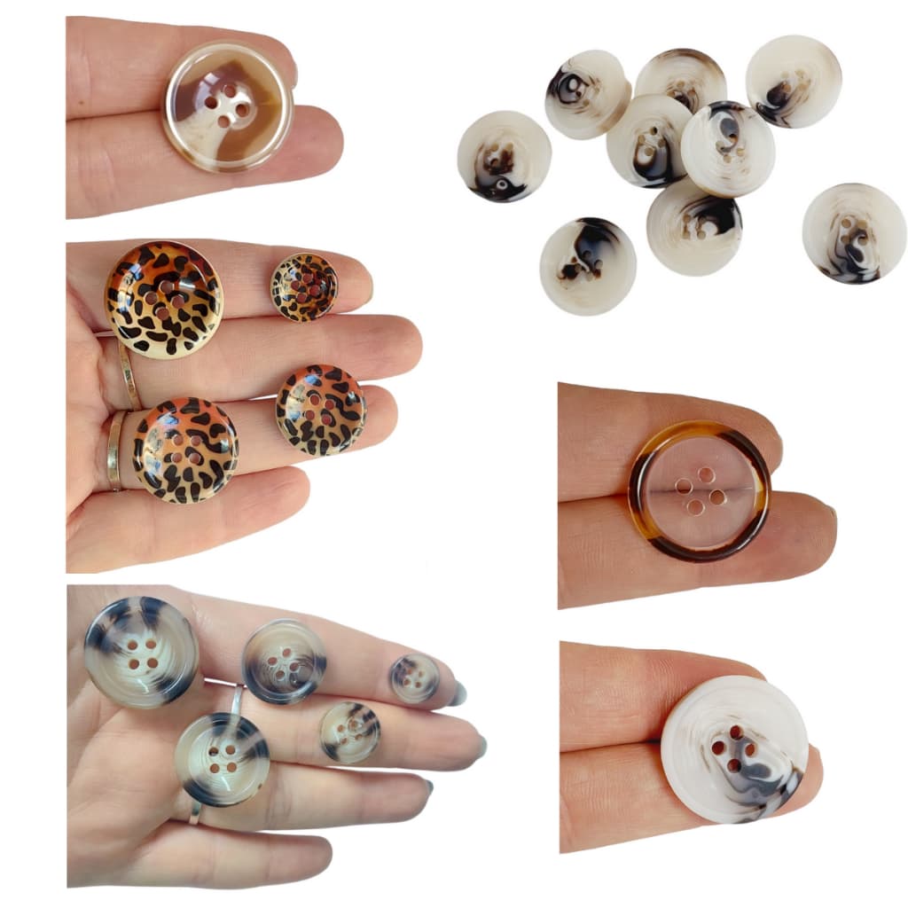 Botão Tartaruga Mesclado Bege Branco Marrom 50 unidades 13mm 15mm 20mm 23mm 4 Furos para Costura Atesanato e Roupa Preço