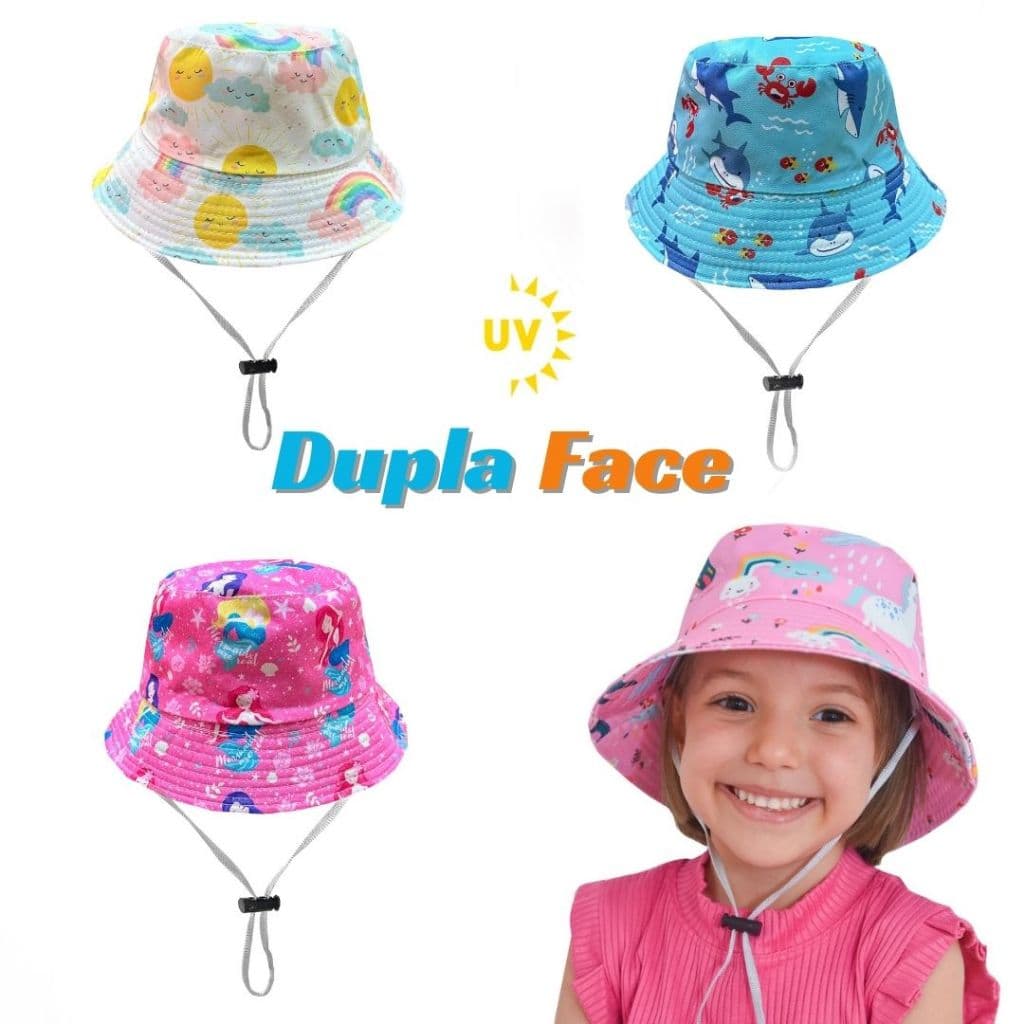Chapéu De Praia Uv Infantil Menina Bucket Masculino Boné Bebê 1-8 anos Personalizado Touca Chapeu Menina