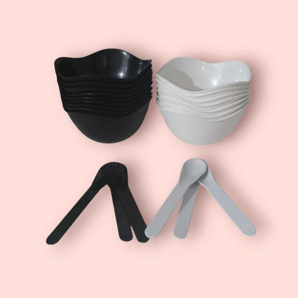 Kit Pote Onda Acompanha Colher De Plástico Cumbuca