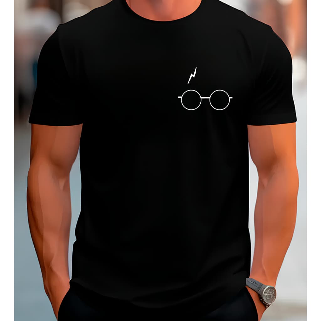 Camiseta Harry Potter Óculos Camisa Plus Size Masculina Feminina Adulto e Infantil 100% Algodão