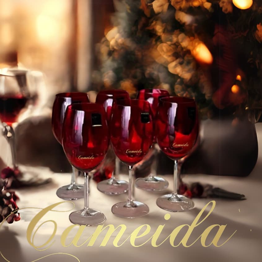 Jogo de  6 Taças de Vinho de Cristal Titanium Bohemia 580ML -Vermelha