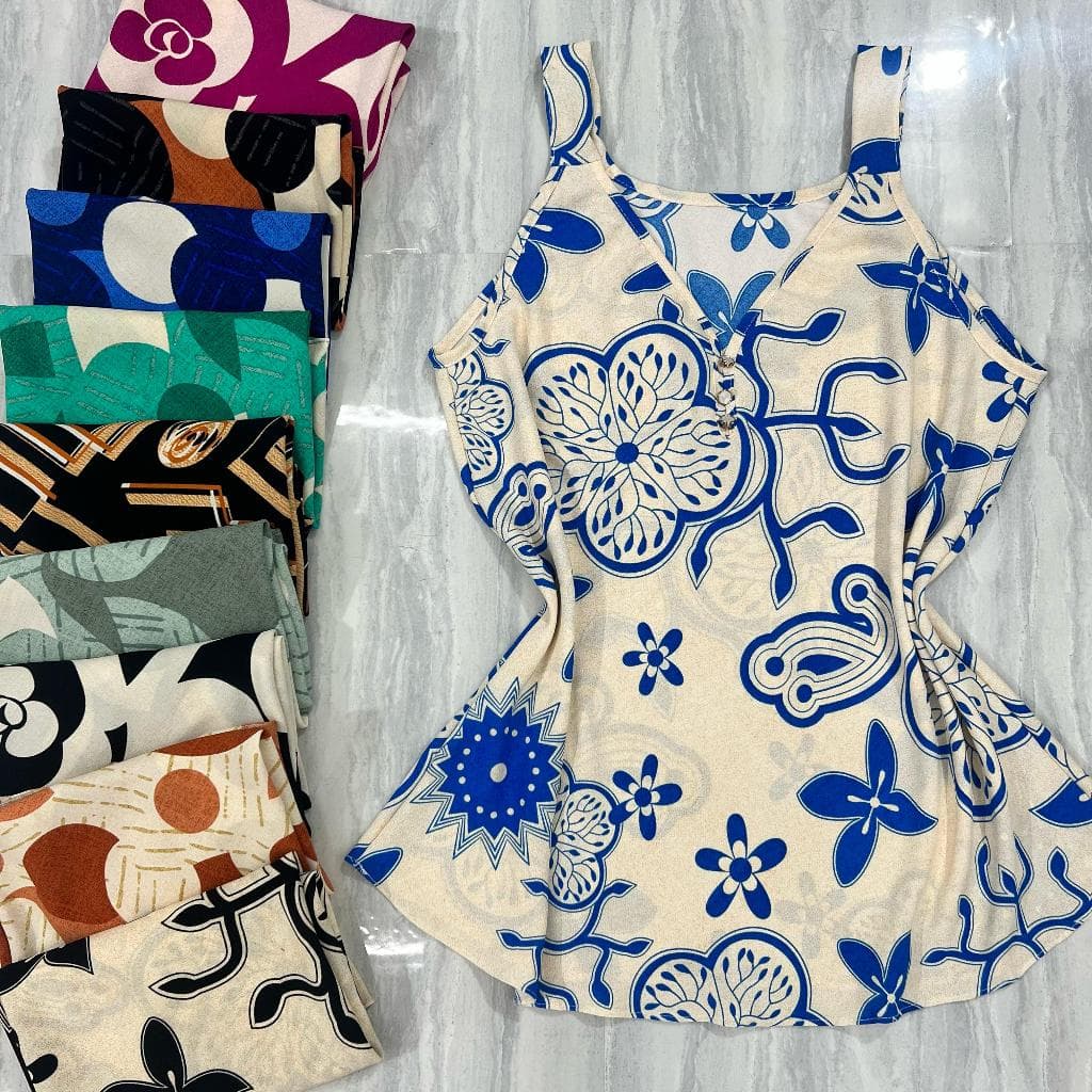Kit 2 Blusinhas De Alça Feminina Estampadas Sortidas 100% Algodão Blusa Regata Casual