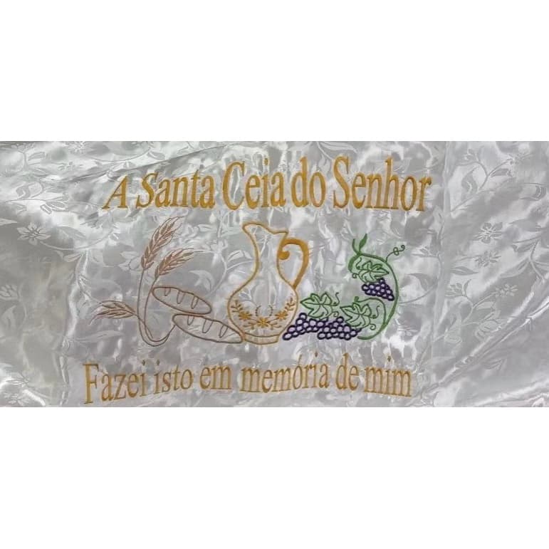 Kit toalha de santa ceia 3metros-jacauard branca com letras bordadas