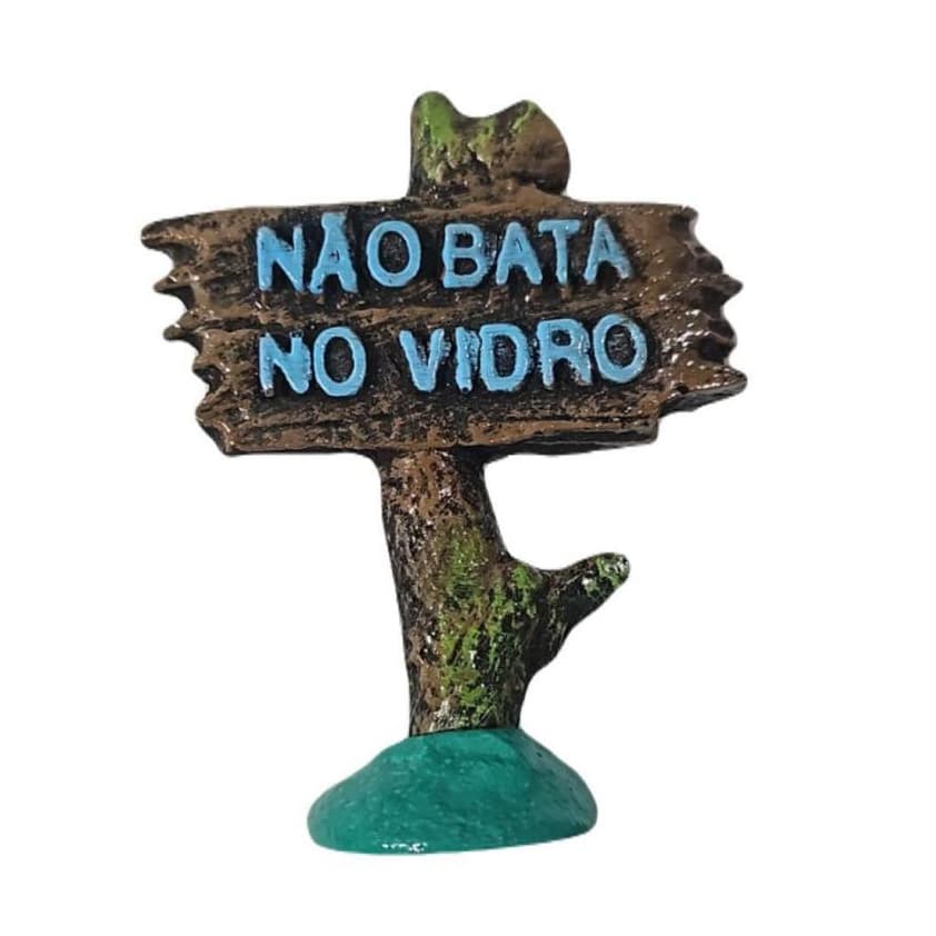Enfeite Placa Não Bata No Vidro Decoração De Aquário Resina