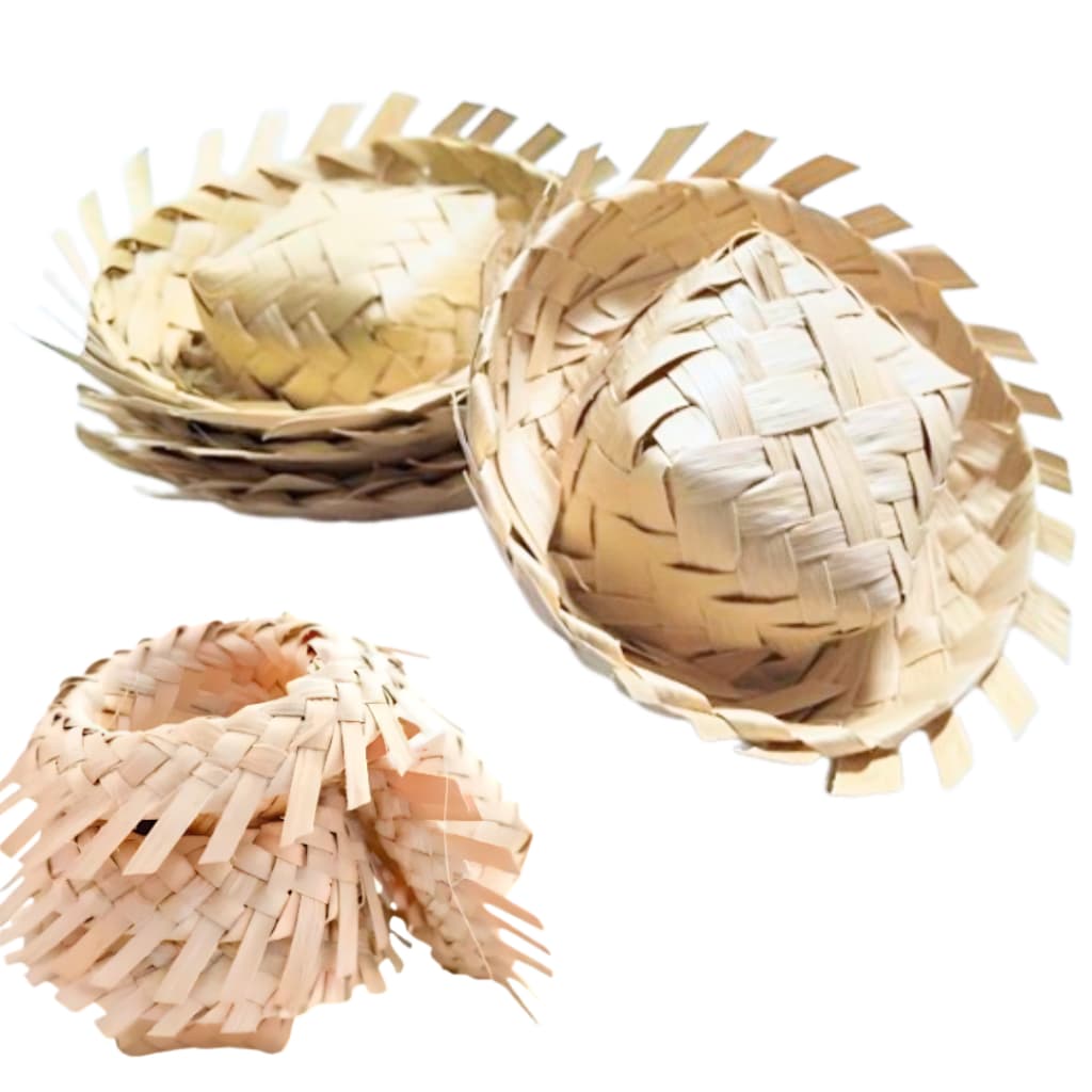 Kit 150 Mini Chapéu de Palha Caipira para Decorar Festa Junina Chapeuzinho Fazendinha R001