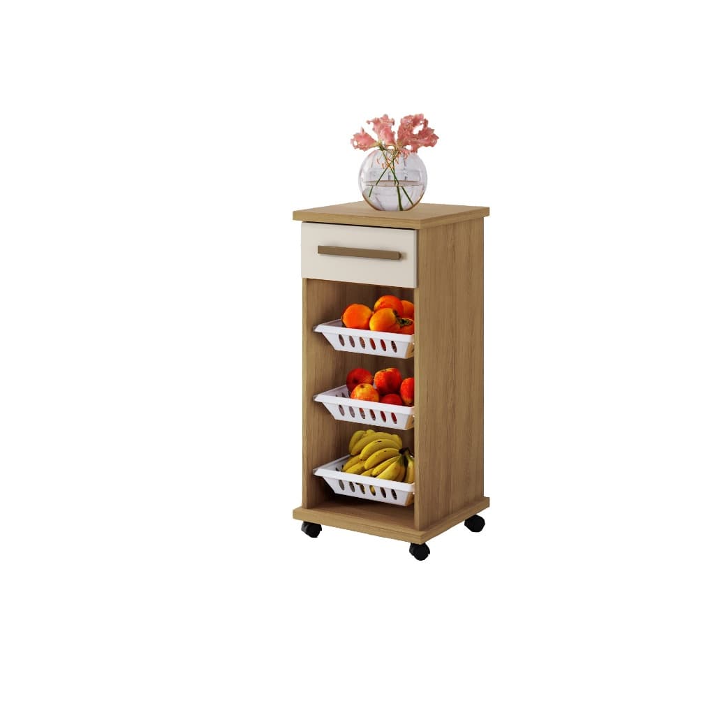 Balcão Fruteira 3 Cesto 1 Gaveta Suporte para Água Organizador de Cozinha