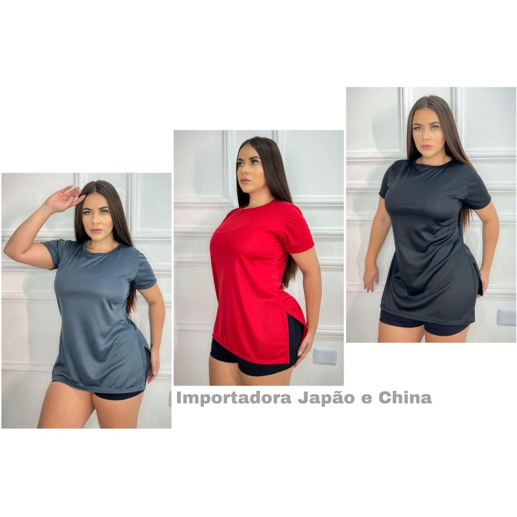 kit com 3 Blusa Feminina Tapa Bumbum Academia Treino Fitness