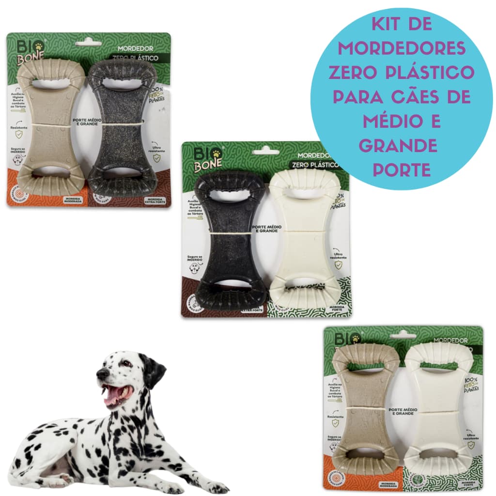 Kit Mordedor para Cães de Grande Porte Ossão Grande Biobone Resistente
