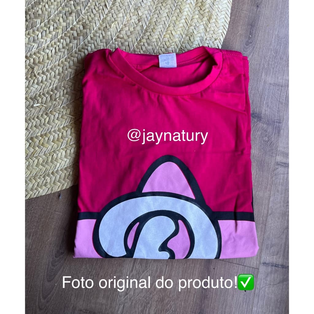 Camiseta Emilly Vick Katlen Void Leozin Robson 100% Algodão Elementos Os Rosa Infantil