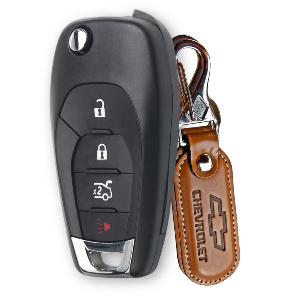 Carcaça Chave Canivete Gm/Chevrolet 3 Botões + Pânico Cruze, Onix, Cobalt, Spin e Tracker -Chaveiro Marrom Chevrolet