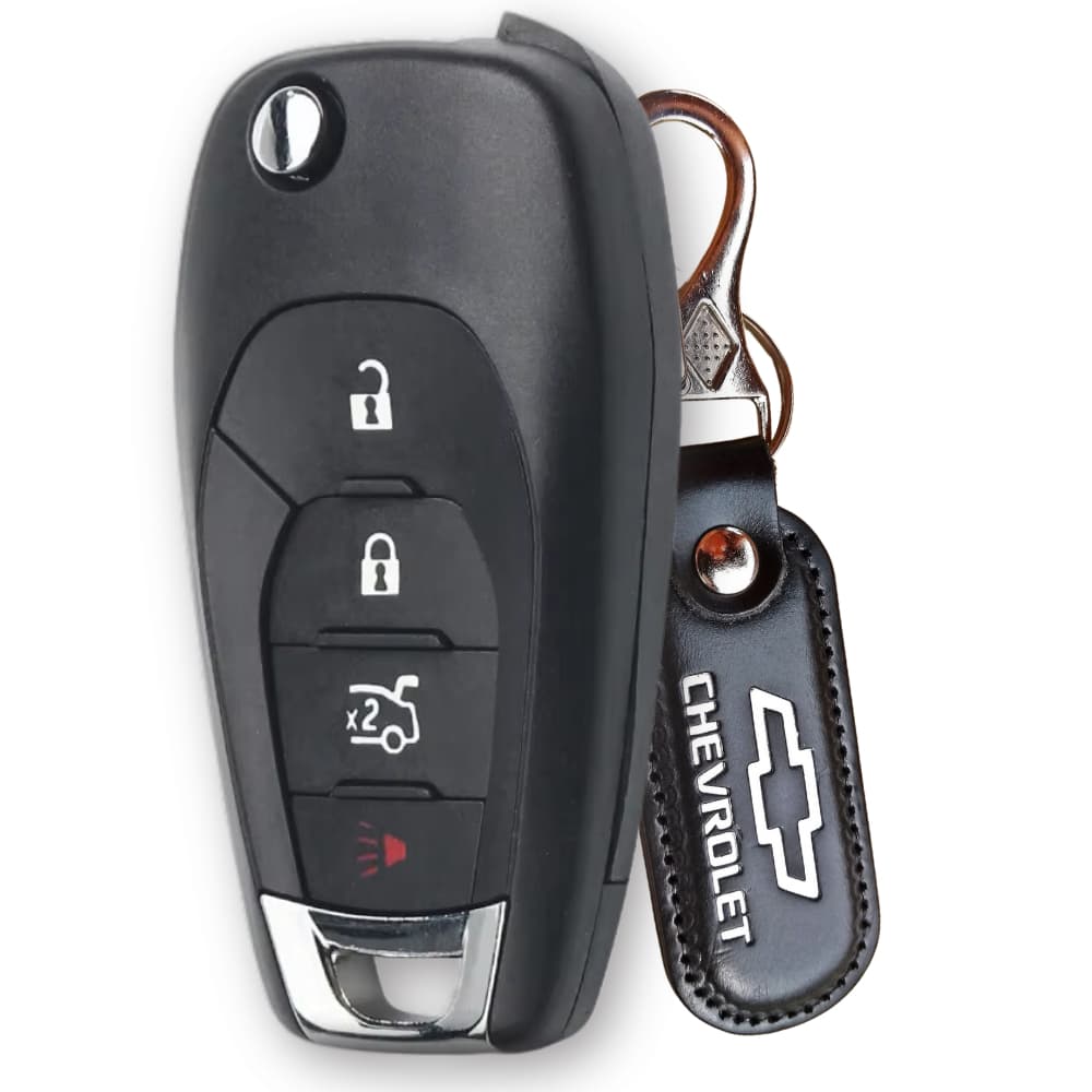 Carcaça Chave Canivete Gm/Chevrolet 3 Botões + Pânico Cruze, Onix, Cobalt, Spin e Tracker C/ Chaveiro Preto Chevrolet