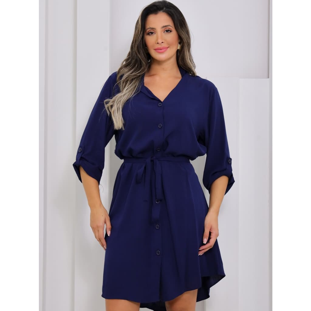 Chamize Viscose com manga ajustável, botões e cinto 260
