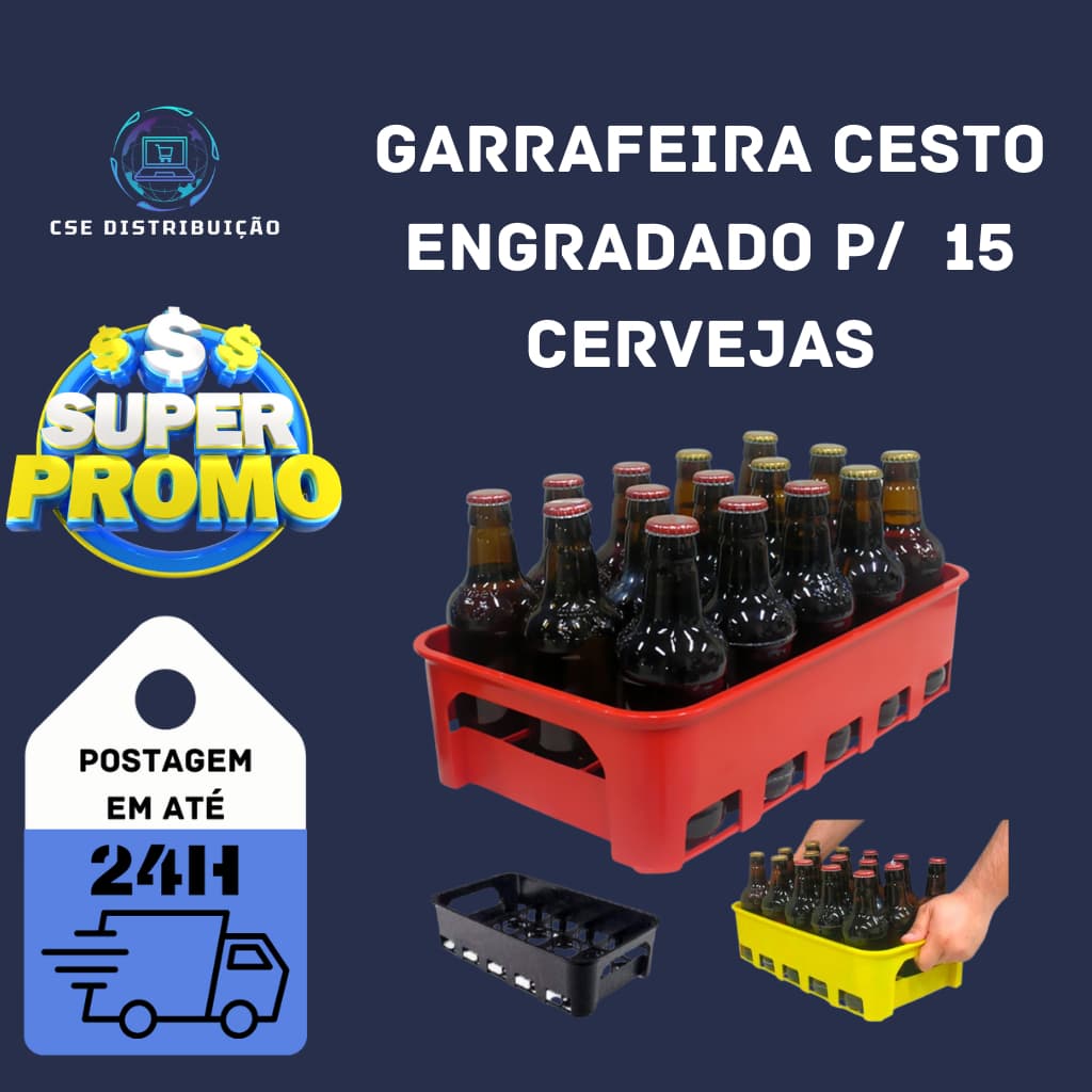 Garrafeira Engradado Caixa Grade P/ 15 Vasilhames Cerveja 300 Ml Porta Litrinho ENVIO RÁPIDO EM 24H