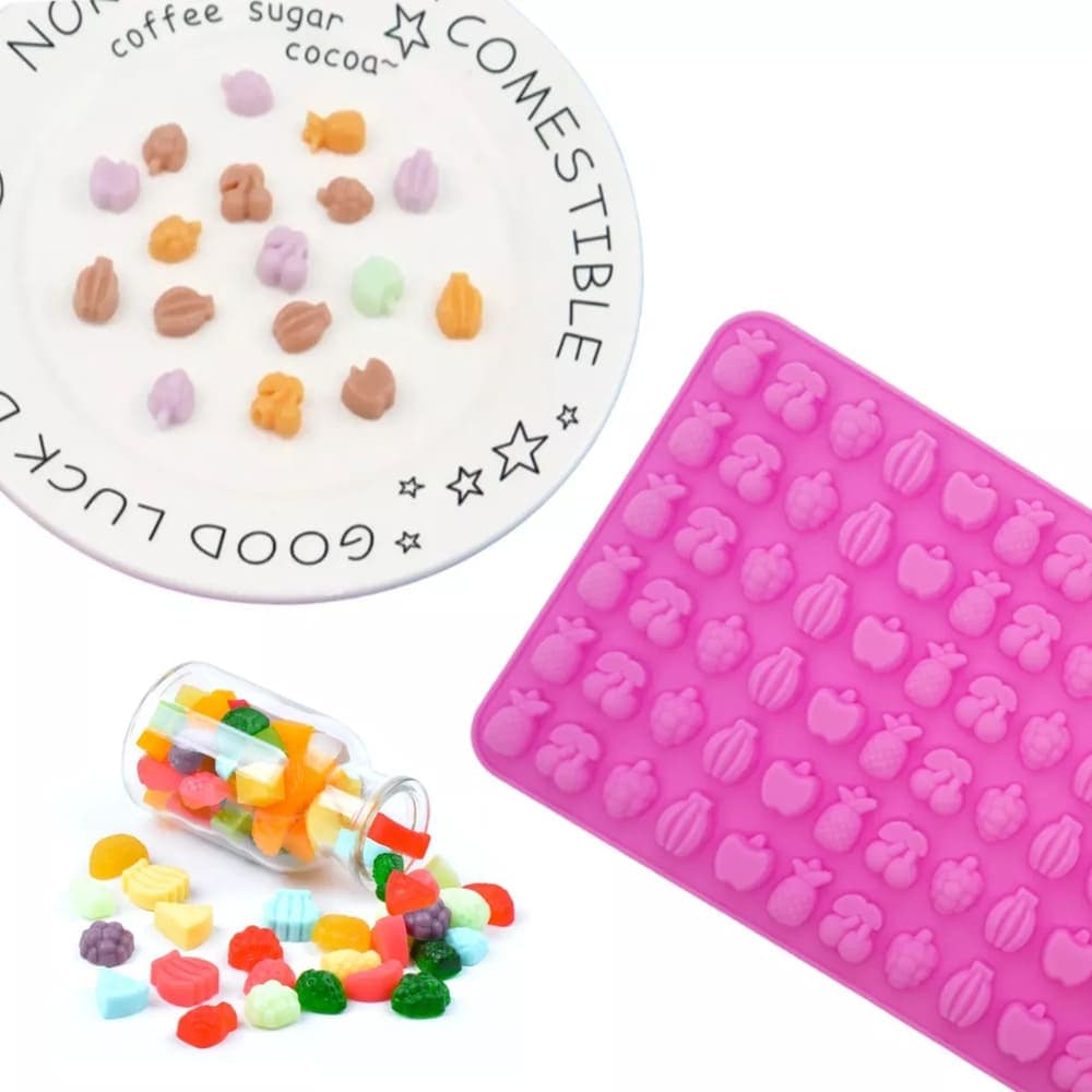 Forma de Silicone Mini Frutas Gummy Molde Bala gelatina