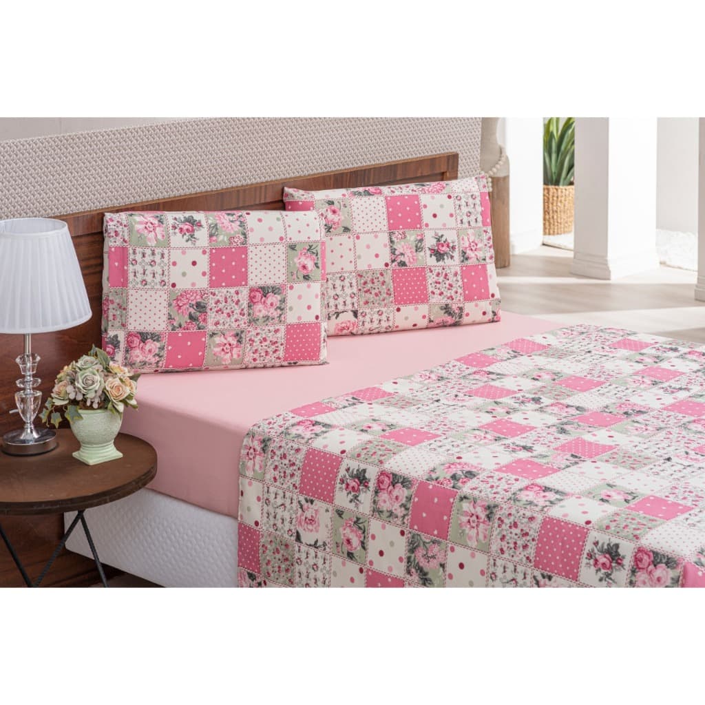 Jogo De Cama Casal Queen Lençol Queen Estampado Percal 180 Fios Kit 04 Peças
