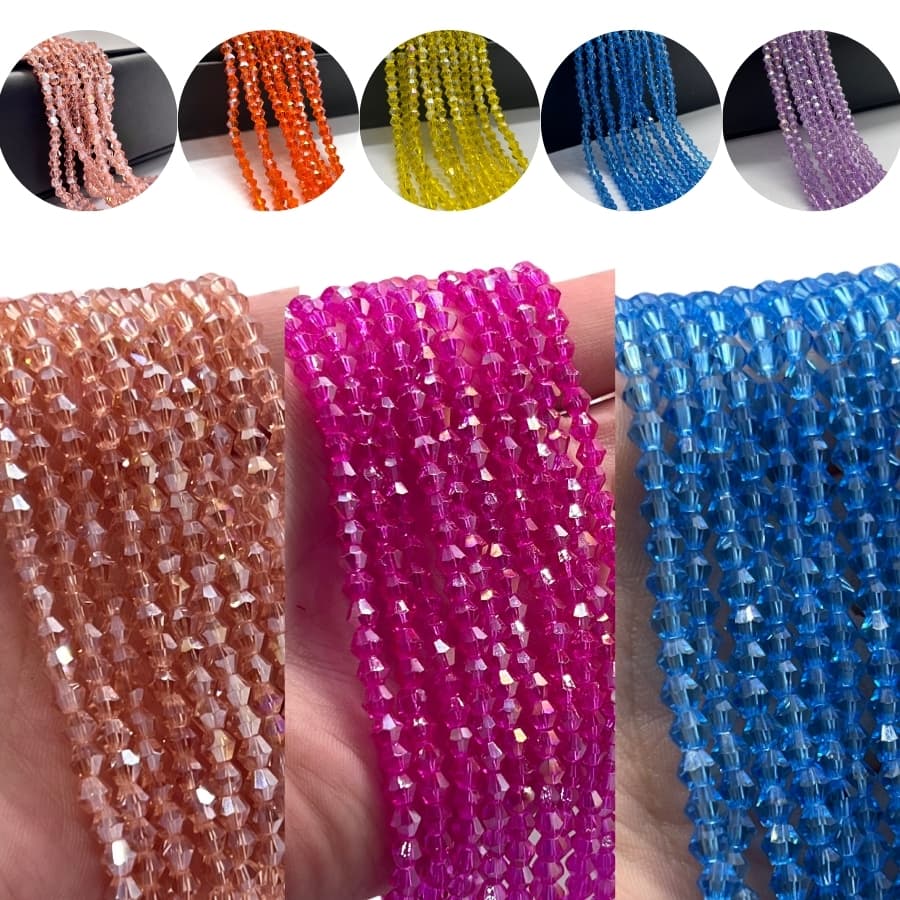 Fios de Cristal Facetado Balãozinho 4mm Aprox 87 Contas por Fio Artesanato Guias e Terços Religiosos