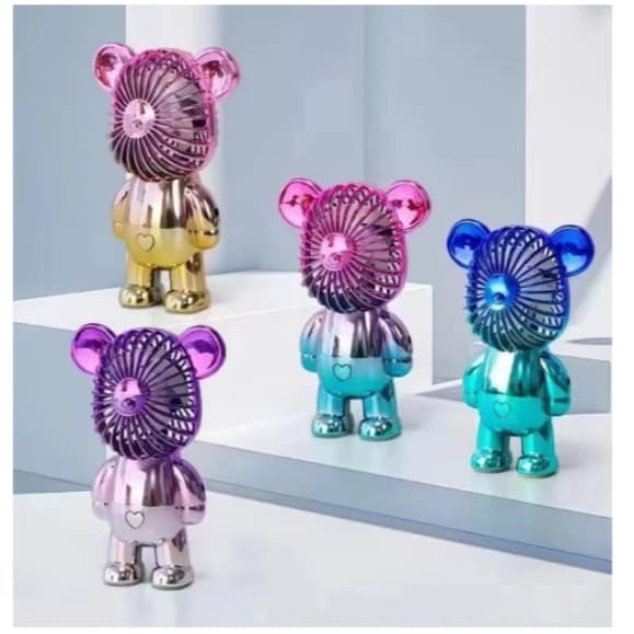 Mini Ventilador De Urso Fofo Recarregável USB Em Cores Bonitas Portatil De Ursinho