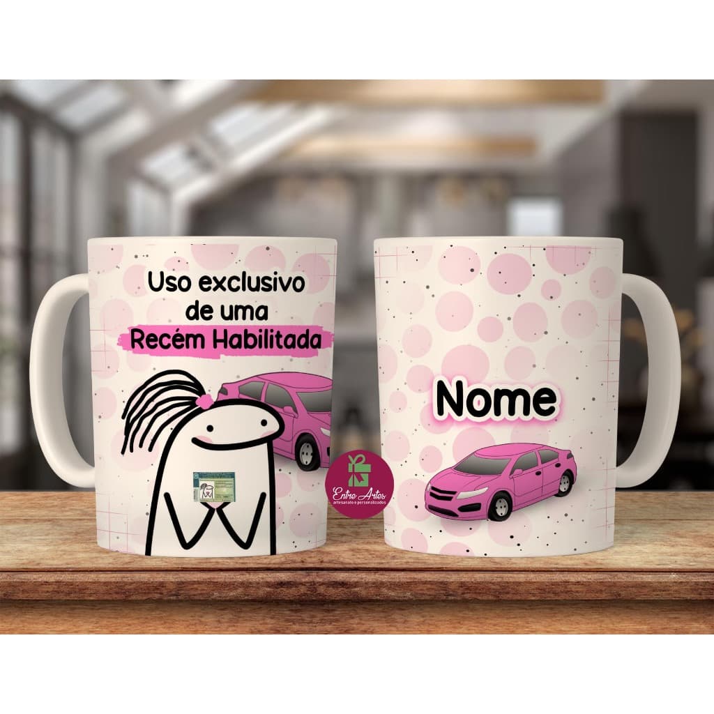 Caneca Primeira Habilitação Uso Exclusivo Habilitada Cnh moto carrro divertida flork engraçada