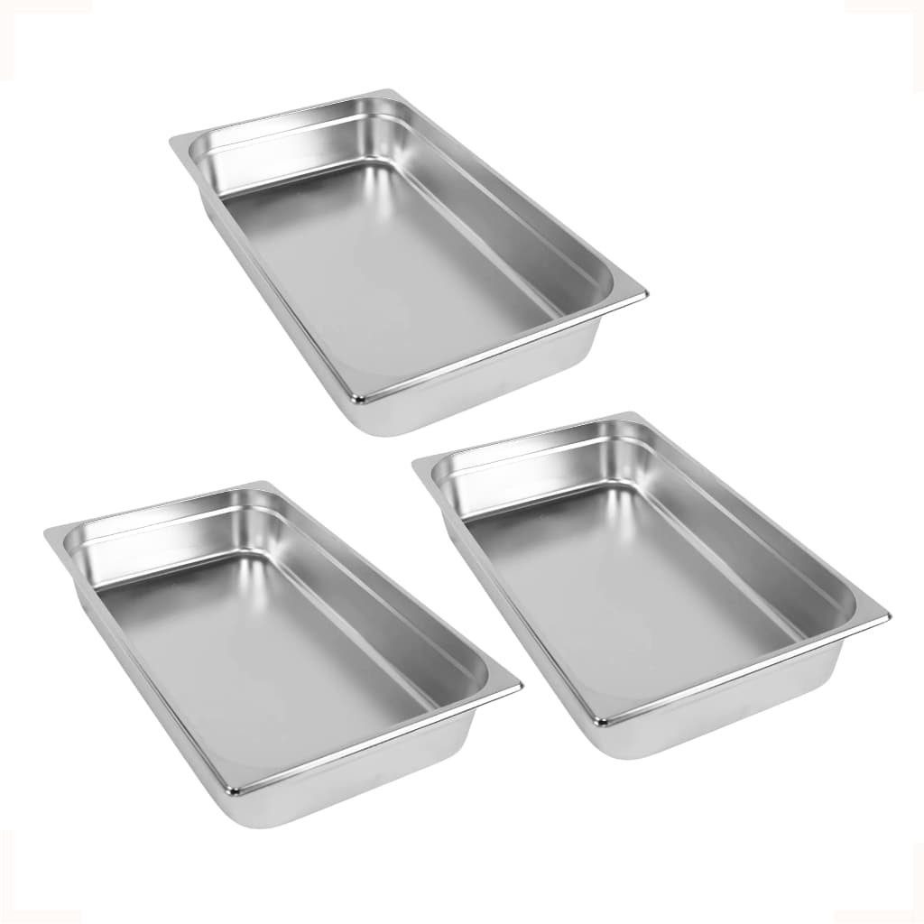 Kit 3 Cubas Gastronômica Inox Para Buffet Rechaud 1/1 100mm