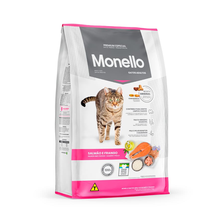 Ração Monello para Gatos Adultos Sabor Salmão e Frango 1kg