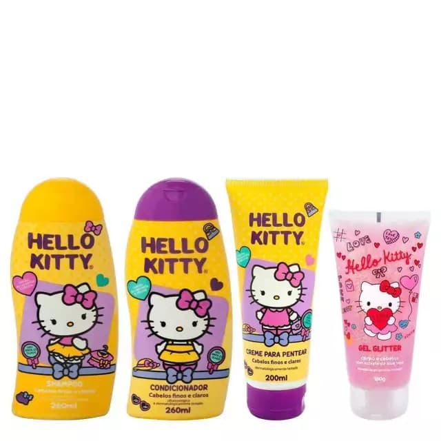 Hello Kitty Kit Cabelos Finos e Claros Gel Glitter