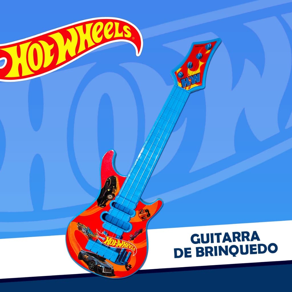 Brinquedo Guitarra Infantil Hot Wheels Com Palheta Toyng