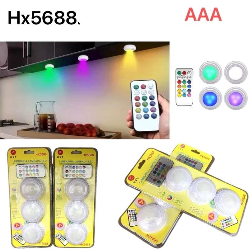 Kit Luminaria Lampada Led Spot Sem Fio Controle Remoto 5688