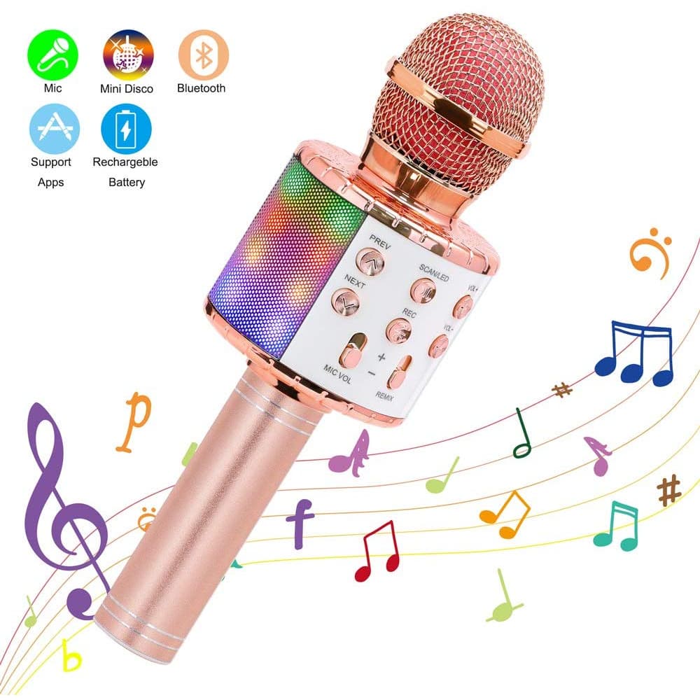 Microfone Infantil de Karaoke Microfone de Brinquedo Sem Fio Bluetooth