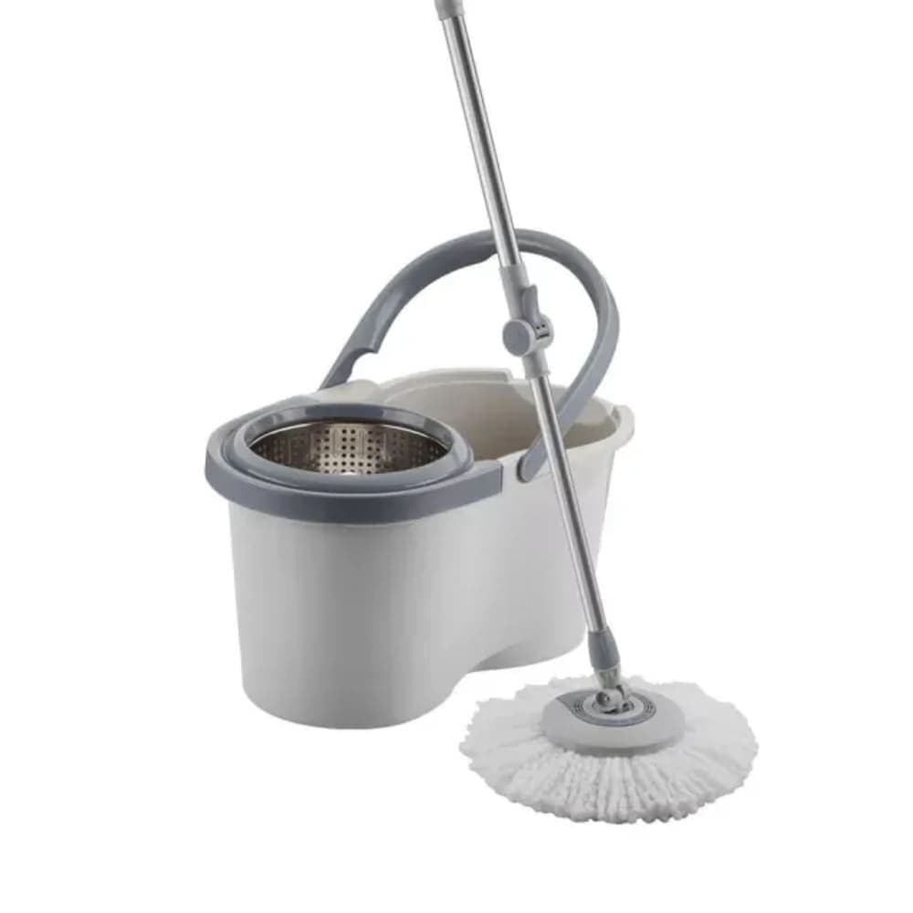 Mop Giratório Esfregão Com Balde 6,5L Cesto Inox