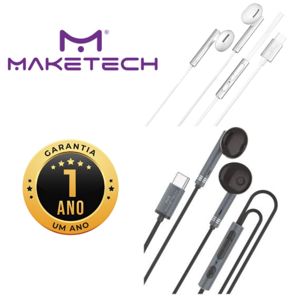 FONE DE OUVIDO TIPO-C MAKETECH EPC-052P PRETO / EPC-052BP BRANCO