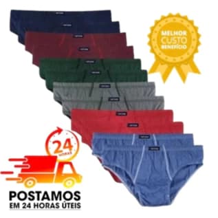 Cueca Adulto Microfibra Tamanho P M G GG XGG GG1 Plus Size Tradicional Slip Comum Elástico Embutido
