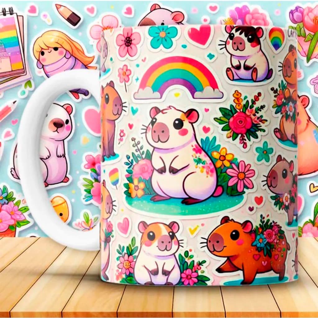 caneca personalizada capivara de porcelana 325ml alto brilho
