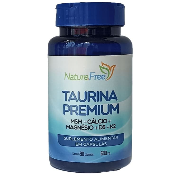 TAURINA Premium (MSM + Cálcio + Magnésio + D3 + K2) 90 Cápsulas 600mg