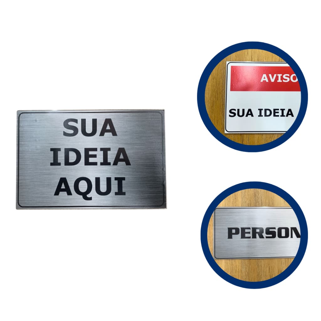 Placa Personalizada de Sinalização Indicação Portas Paredes Empresa Setor Textos Frases Imagens