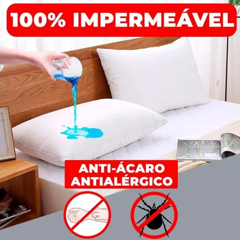 kit 4 fronha IMERMEÁVEL  anti -ácaro com zíper Branco p/ Travesseiro Promoção