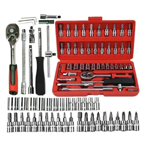 Kit De Ferramentas 40/46 Peças Jogo De Soquetes Chave Catraca Reversível Com Maleta Jogo De Ferramentas Completo