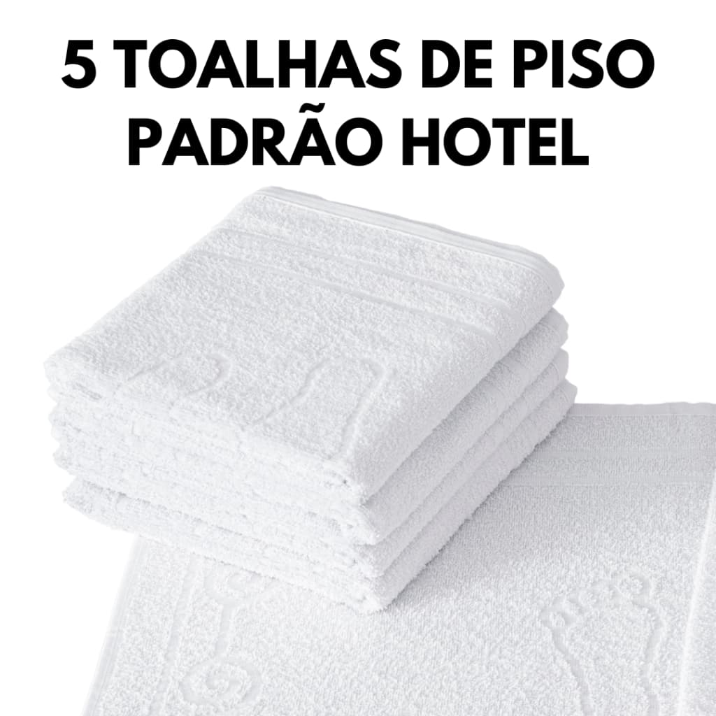 Kit 05 Toalhas Piso Laune Haus Tapete Banheiro Branco Padrão Hotel 400g/m² Máxima Absorção