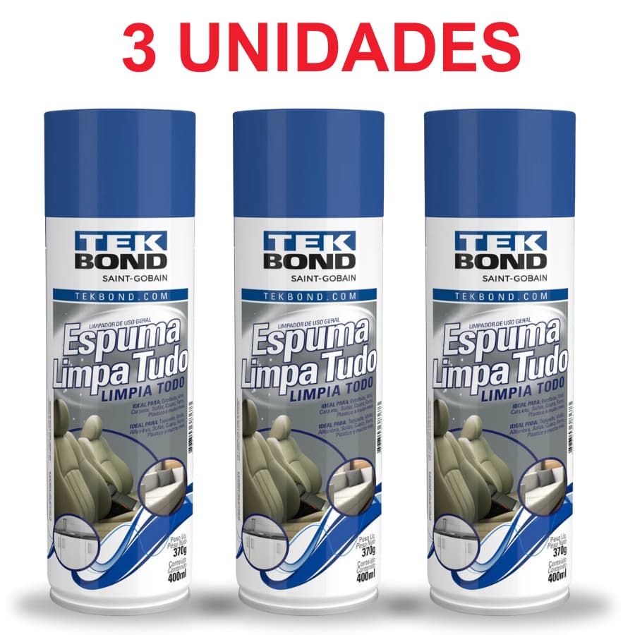 KIT 3 Espumas Limpa Tudo Higienização A Seco Couro, Automotivo, Sofás | TEKBOND